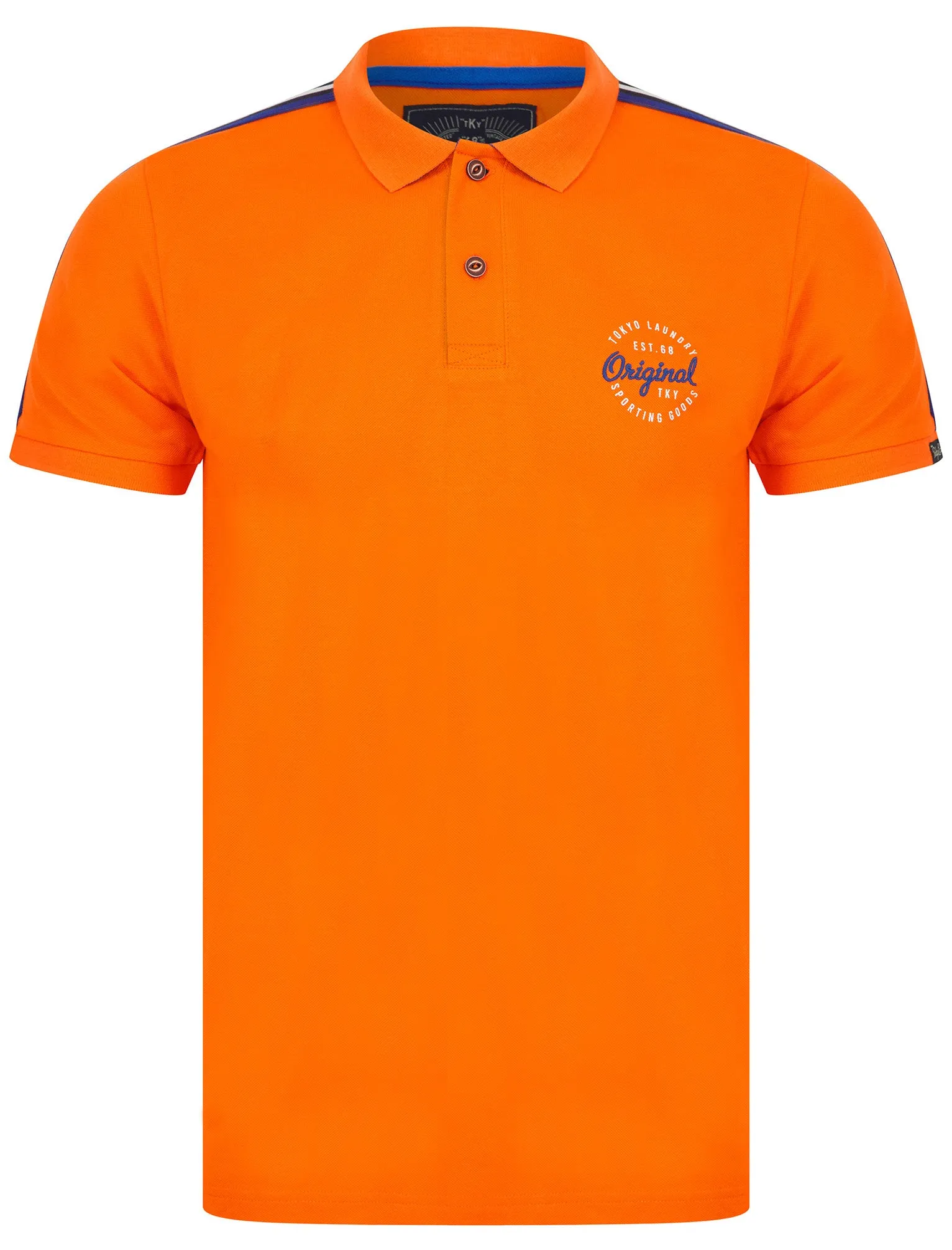 Tape Cotton Pique Polo Shirt in Golden Poppy Orange - Tokyo Laundry sold by Tokyo Laundry product image thumbnail 2
