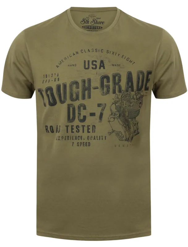 Tough Grade Motif T-Shirt in Deep Lichen - South Shore sold by Tokyo Laundry