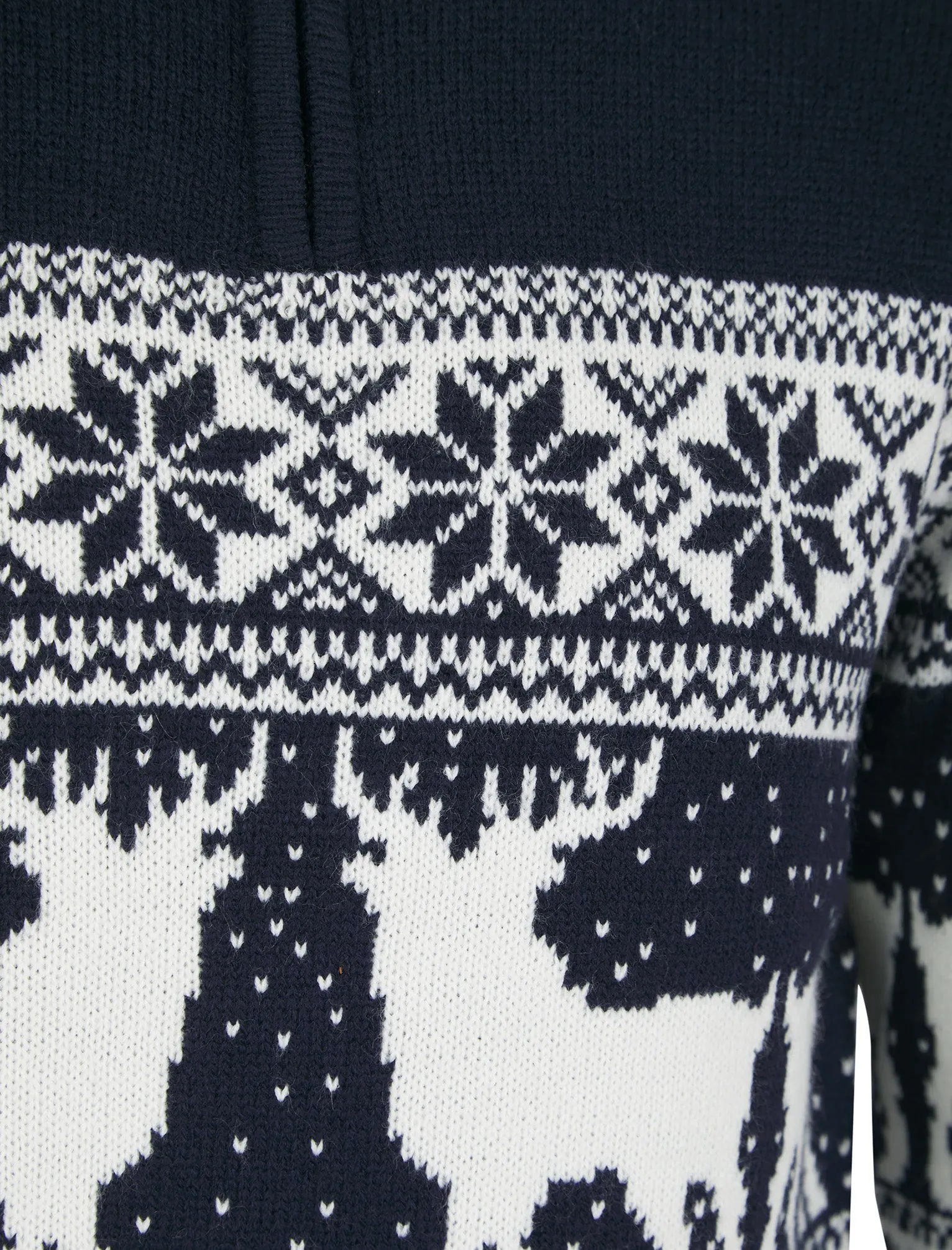 Men's Gullfoss 2 Nordic Fair Isle Jacquard Knit Jumper with Quarter Zip Funnel Neck in Ink - Merry Christmas sold by Tokyo Laundry product image thumbnail 3