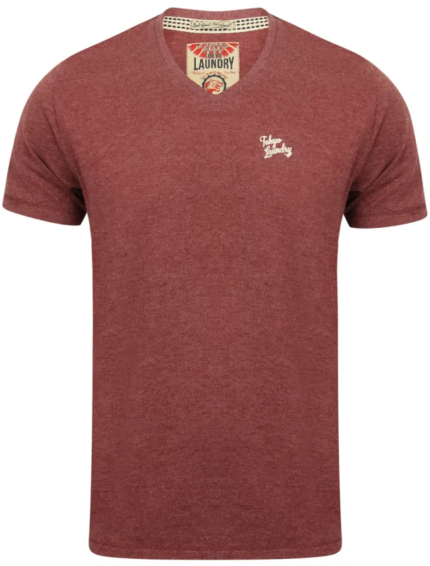 Essential V-Neck T-shirt in Bordeaux Marl - Tokyo Laundry sold by Tokyo Laundry