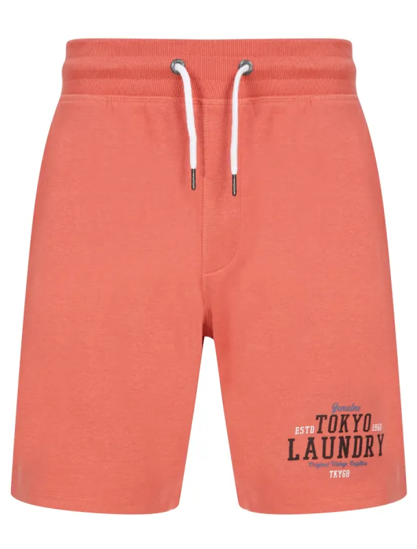 Dischord Motif Brushback Fleece Jogger Shorts in Faded Peach - Tokyo Laundry sold by Tokyo Laundry