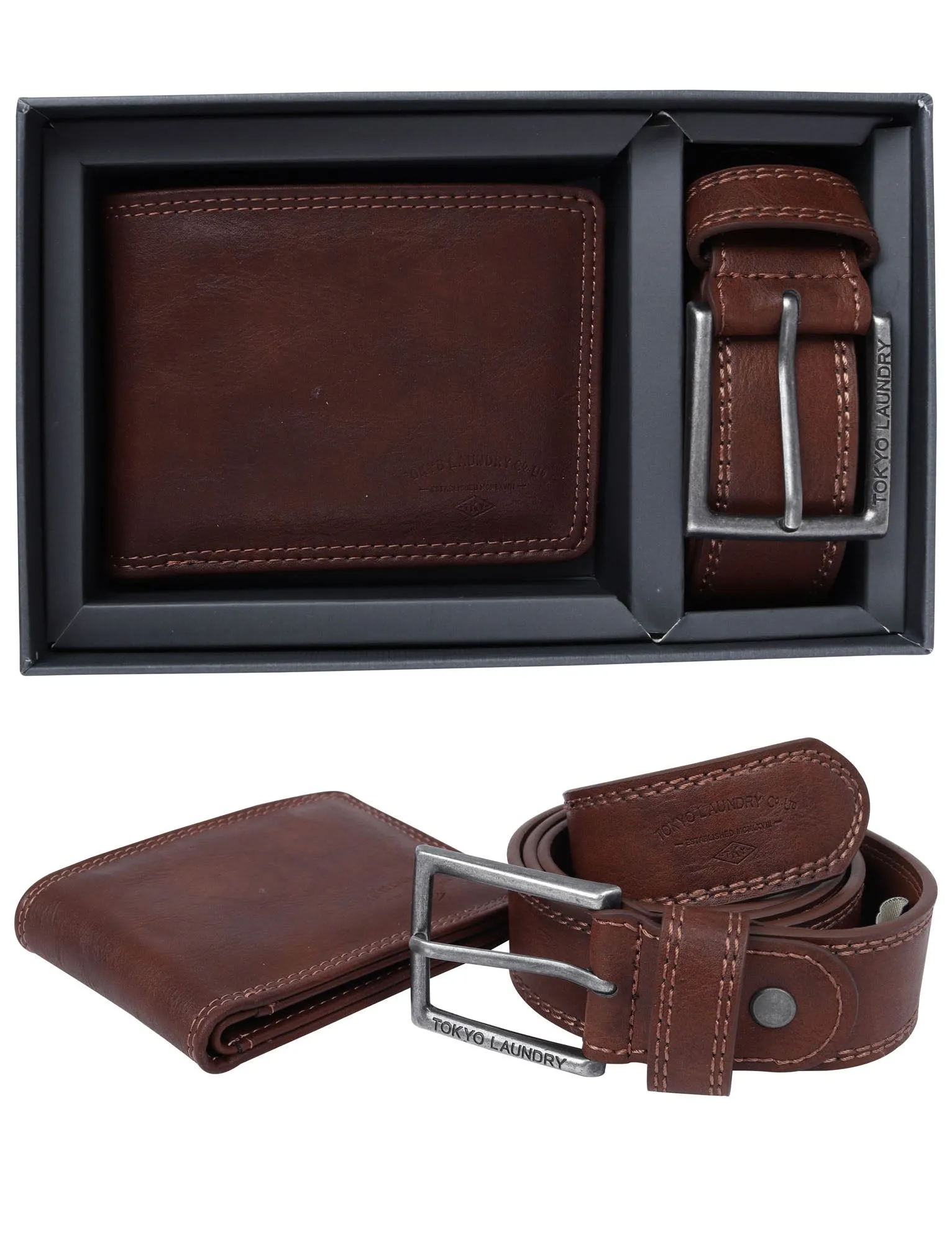 Redhook Faux Leather Belt and Wallet Gift Set in Tan - Tokyo Laundry sold by Tokyo Laundry