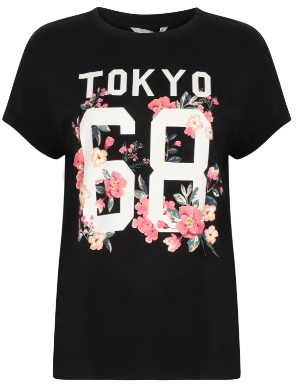 Womens Oversized Cotton Crew Neck T-Shirt In Black - Tokyo Laundry sold by Tokyo Laundry