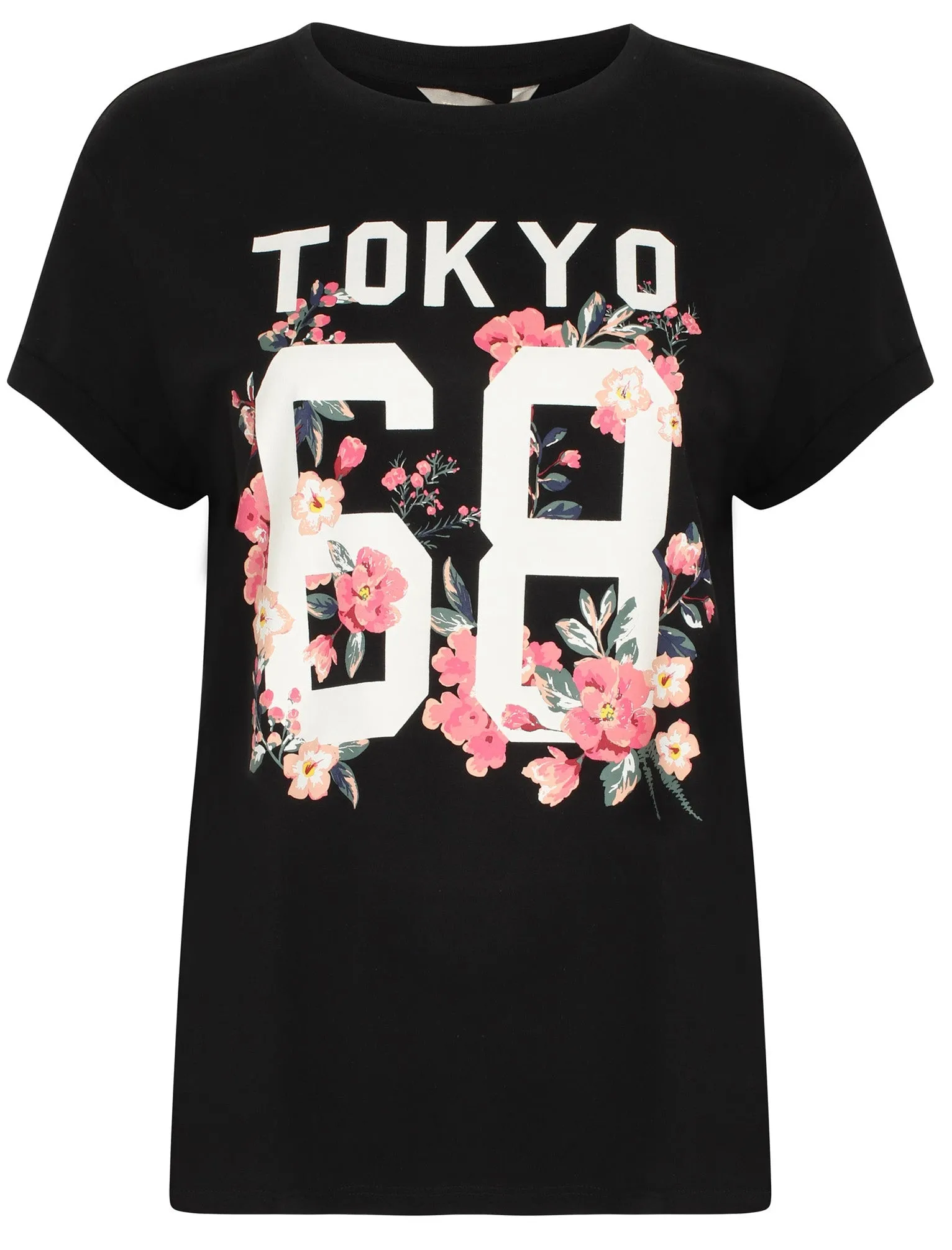 Womens Oversized Cotton Crew Neck T-Shirt In Black - Tokyo Laundry sold by Tokyo Laundry