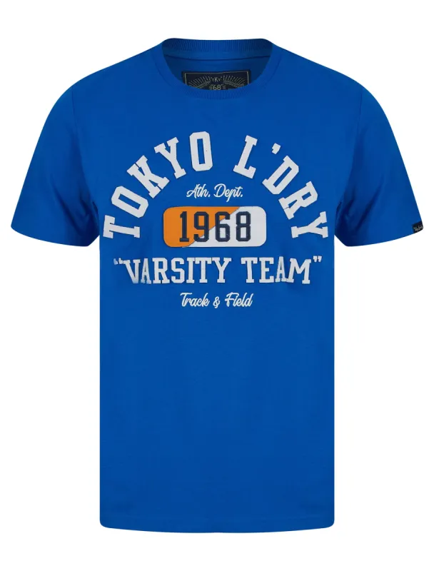Varsity Teams Applique Motif Cotton Jersey T-Shirt in Jet Blue - Tokyo Laundry sold by Tokyo Laundry