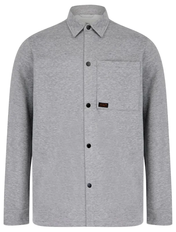 Commander Brushback Fleece Overshirt Jacket in Light Grey Marl - Tokyo Laundry sold by Tokyo Laundry