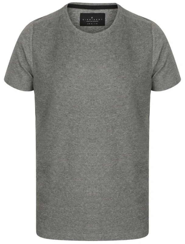 Lukin Waffle Textured Crew Neck T-Shirt In Mid Grey Marl - Dissident sold by Tokyo Laundry