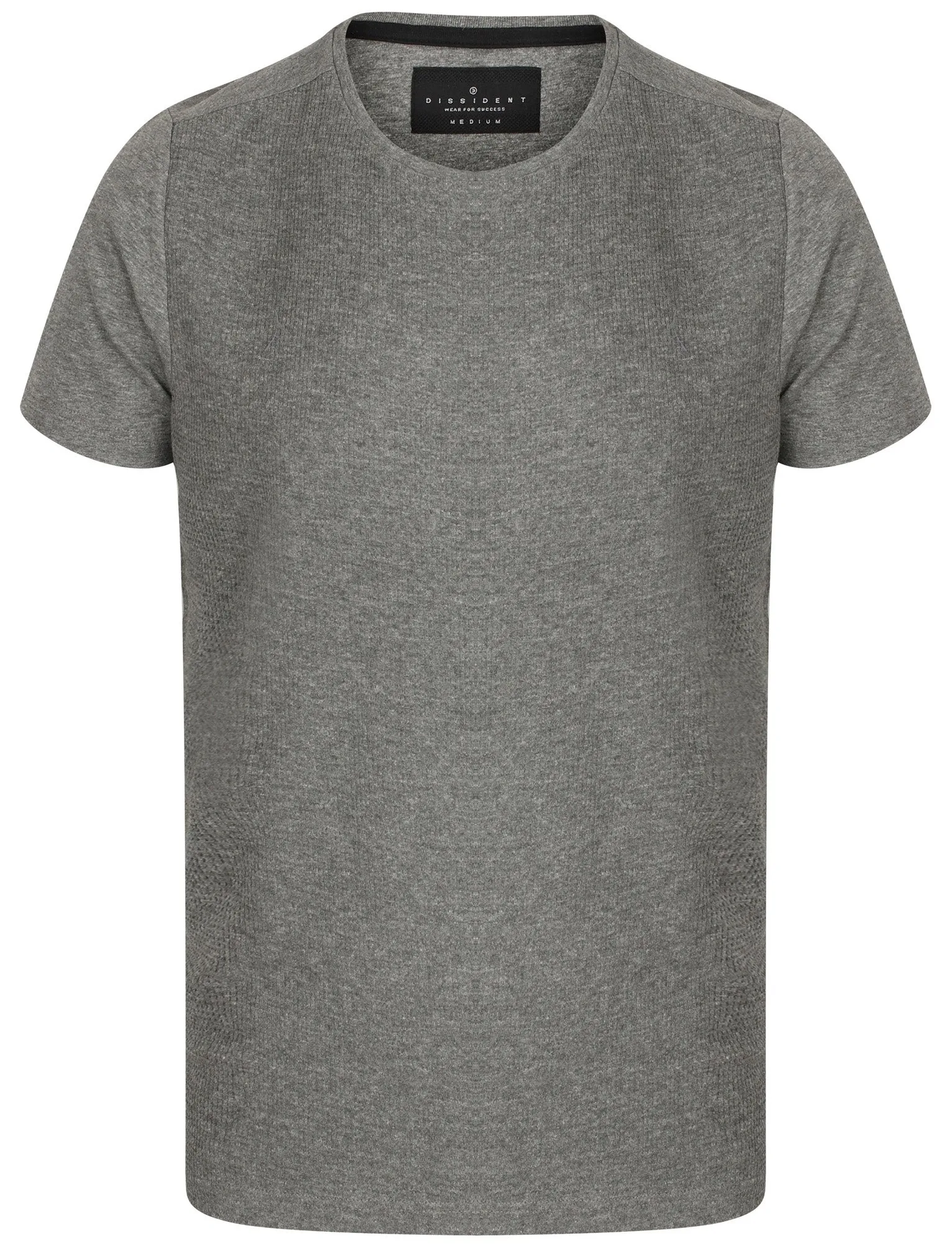 Lukin Waffle Textured Crew Neck T-Shirt In Mid Grey Marl - Dissident sold by Tokyo Laundry