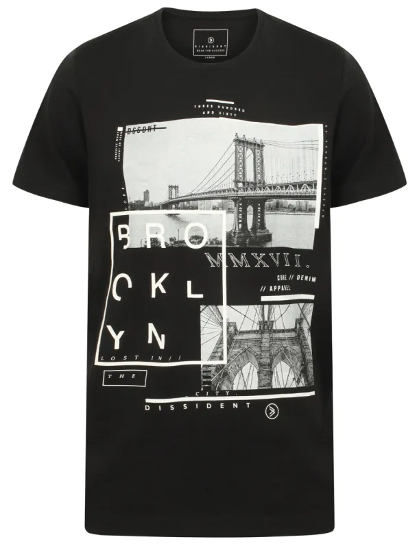 Bro Brooklyn Graphic Motif Cotton T-Shirt In Jet Black - Dissident sold by Tokyo Laundry