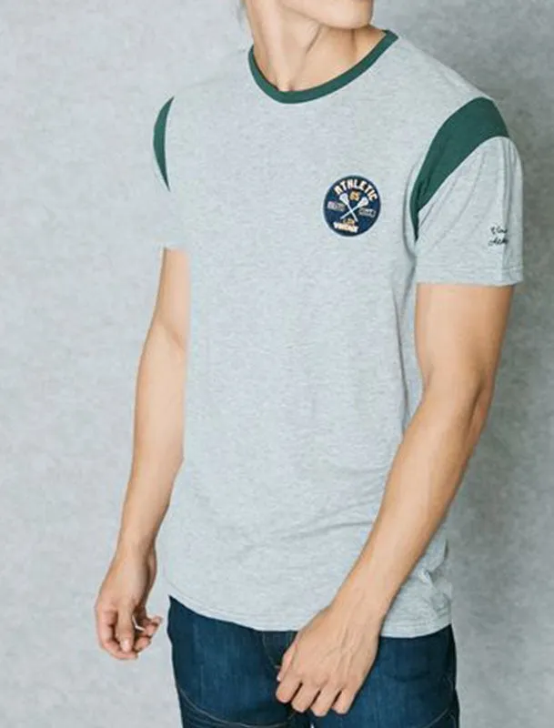 Athletic Motif Crew Neck T-Shirt in Mid Grey sold by Tokyo Laundry