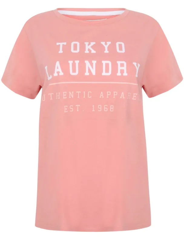 Gabria Crew Neck Cotton Jersey T-Shirt In Brandied Apricot - Tokyo Laundry sold by Tokyo Laundry