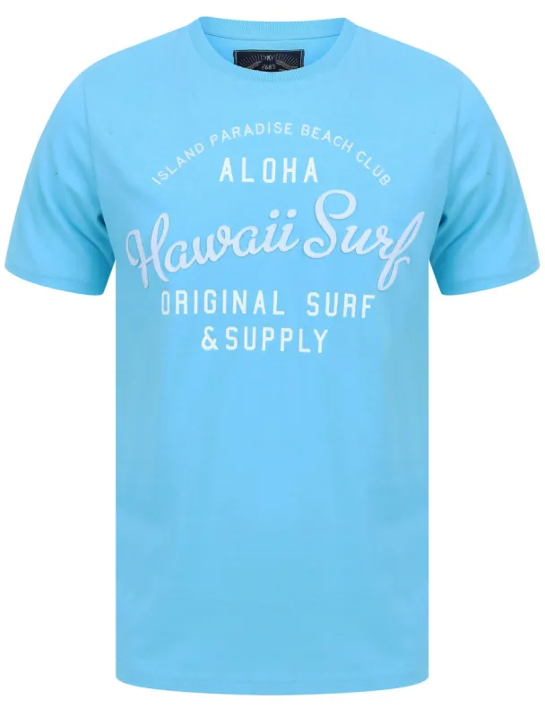 Travis Applique Motif Cotton Jersey T-Shirt in Blue Atoll - Tokyo Laundry sold by Tokyo Laundry