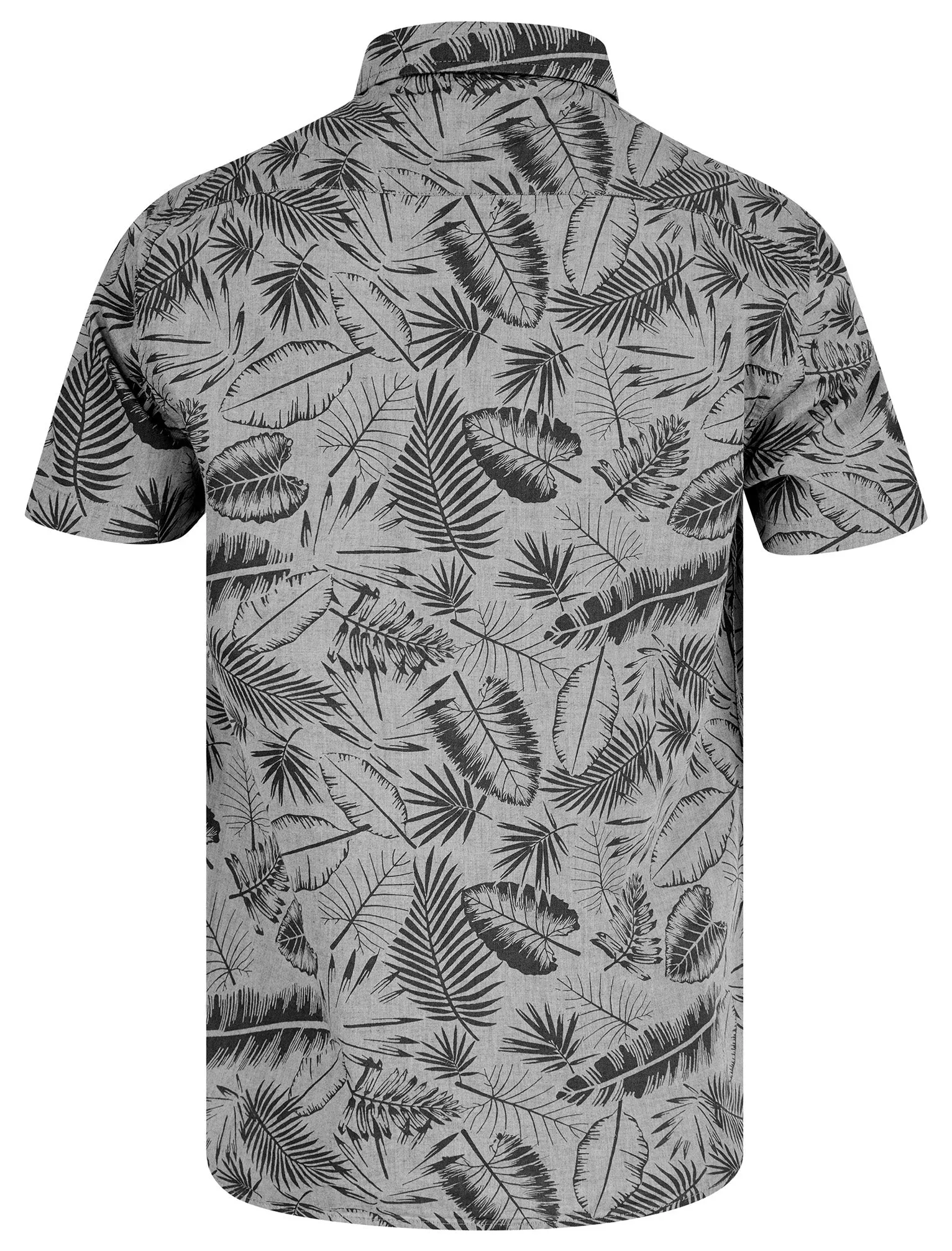 Kaveri Palm Leaf Print Short Sleeve Cotton Chambray Shirt in Light Grey - Tokyo Laundry sold by Tokyo Laundry product image thumbnail 2