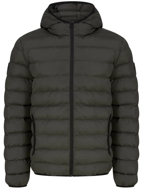Tayten Quilted Puffer Jacket with Hood in Khaki - Tokyo Laundry sold by Tokyo Laundry