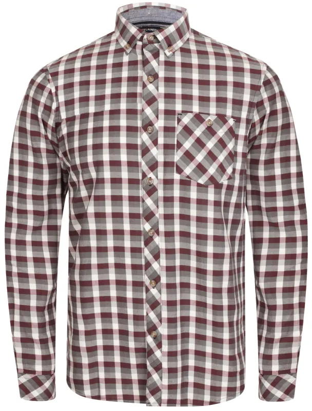Bridlington Checked Cotton Long Sleeve Shirt In Red Mahogany - Tokyo Laundry sold by Tokyo Laundry