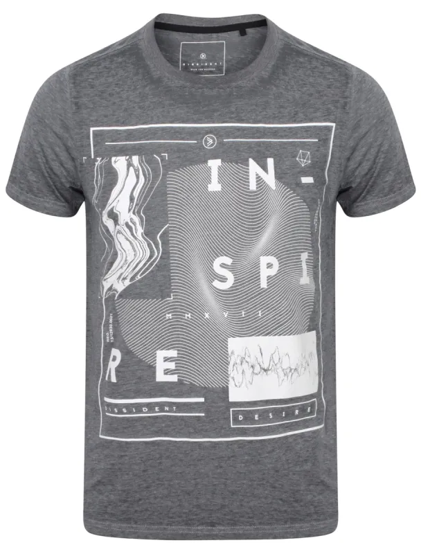 Warped Motif Burnout Jersey T-Shirt In Asphalt Grey - Dissident sold by Tokyo Laundry
