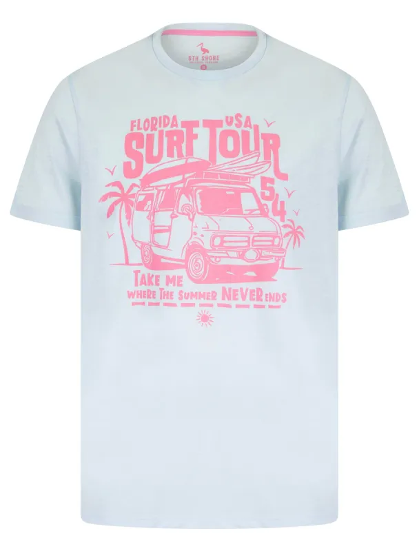 Surf Tour Motif Cotton Jersey T-Shirt in Ice Water - South Shore sold by Tokyo Laundry