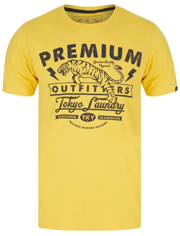 Premium Wheel Motif Cotton Jersey T-Shirt in Mimosa Yellow - Tokyo Laundry sold by Tokyo Laundry