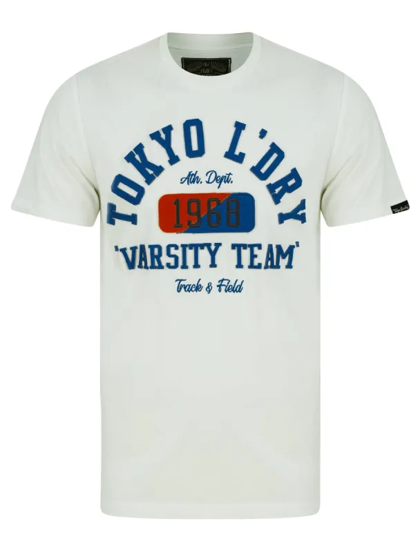 Varsity Teams Applique Motif Cotton Jersey T-Shirt in Snow White - Tokyo Laundry sold by Tokyo Laundry