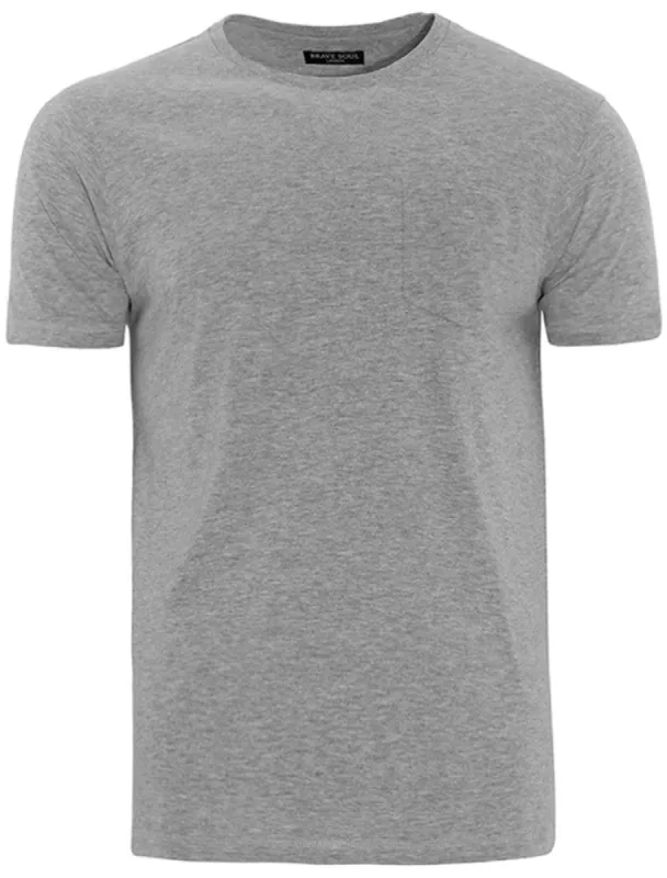 ArkhamL Crew Neck T-Shirt with Chest Pocket in Grey Marl sold by Tokyo Laundry
