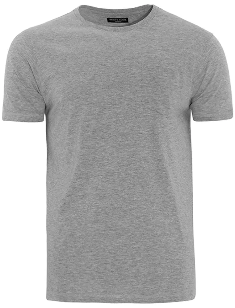 ArkhamL Crew Neck T-Shirt with Chest Pocket in Grey Marl sold by Tokyo Laundry