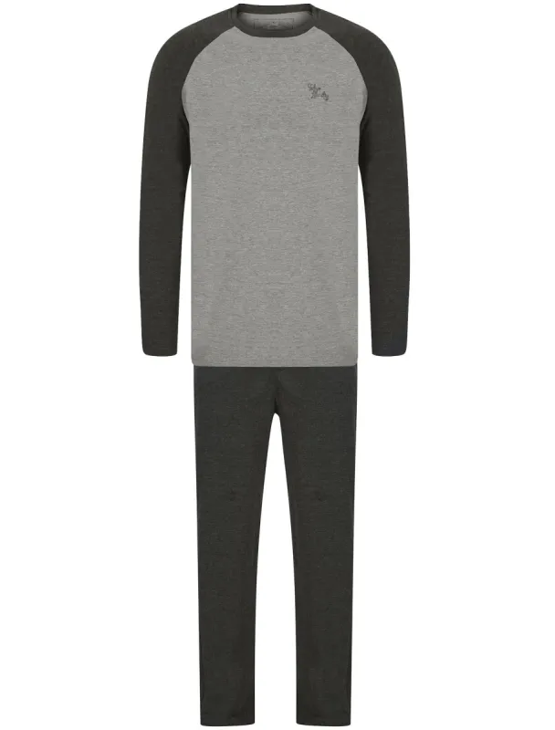 Farlov 2pc Long Sleeve Cotton Lounge Set in Mid Grey Marl / Charcoal Marl - Tokyo Laundry sold by Tokyo Laundry