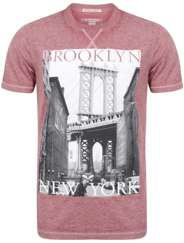 Port Hewlett Motif Burnout T-Shirt In Warm Rose - Tokyo Laundry sold by Tokyo Laundry