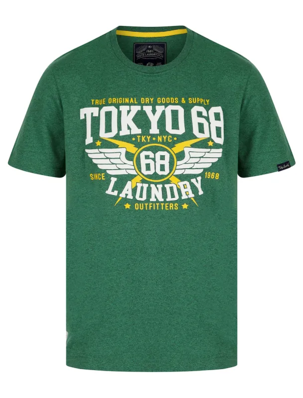 Boxed Motif Cotton Jersey Grindle T-Shirt in Dark Green - Tokyo Laundry sold by Tokyo Laundry