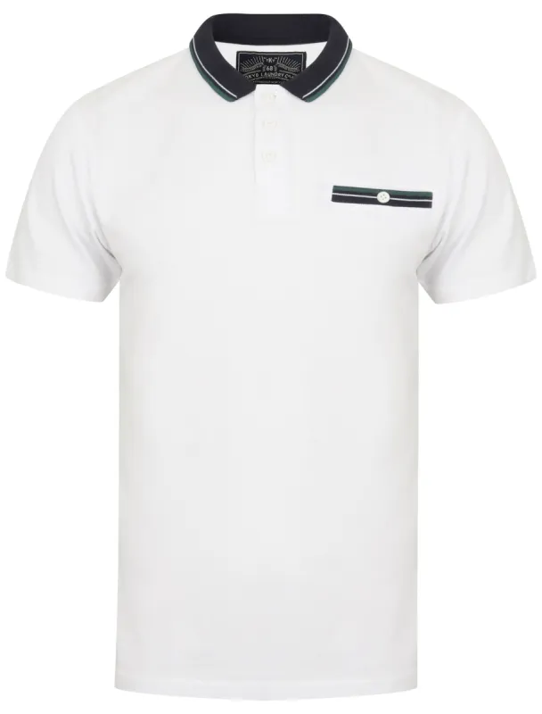 Cope Cotton Pique Polo Shirt with Chest Pocket In Optic White - Tokyo Laundry sold by Tokyo Laundry