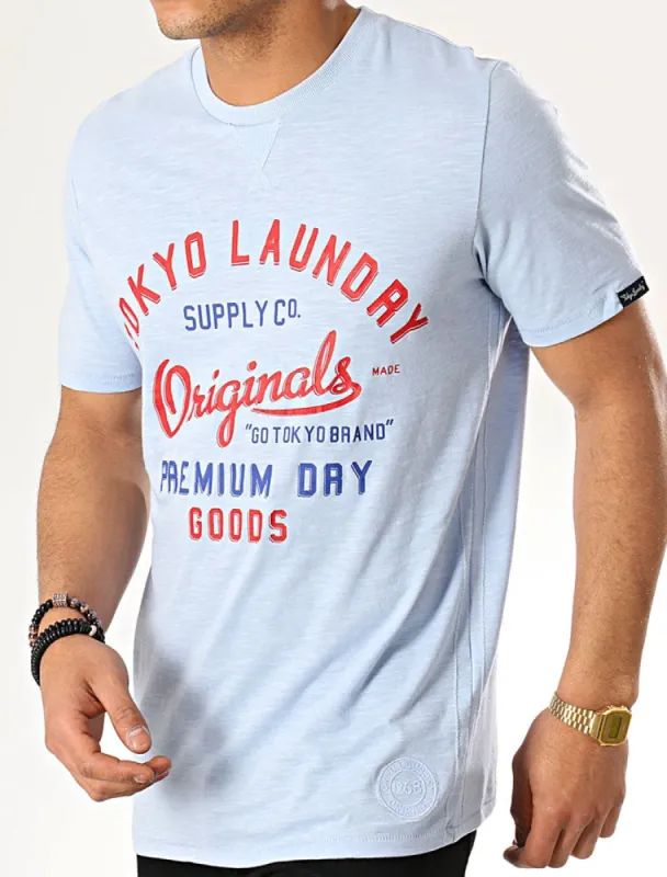 Breakstone 2 Motif Print Cotton Slub T-Shirt In Kentucky Blue - Tokyo Laundry sold by Tokyo Laundry