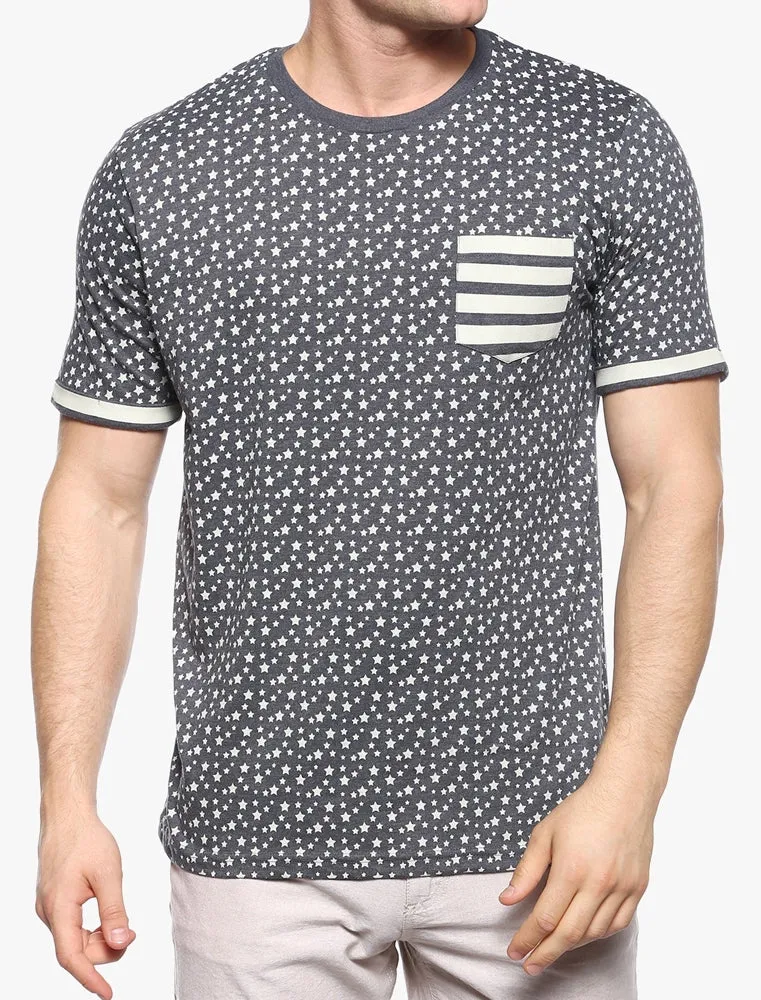 Ara Stars & Stripe Print Crew Neck T-Shirt in Denim Blue Marl sold by Tokyo Laundry product image thumbnail 2