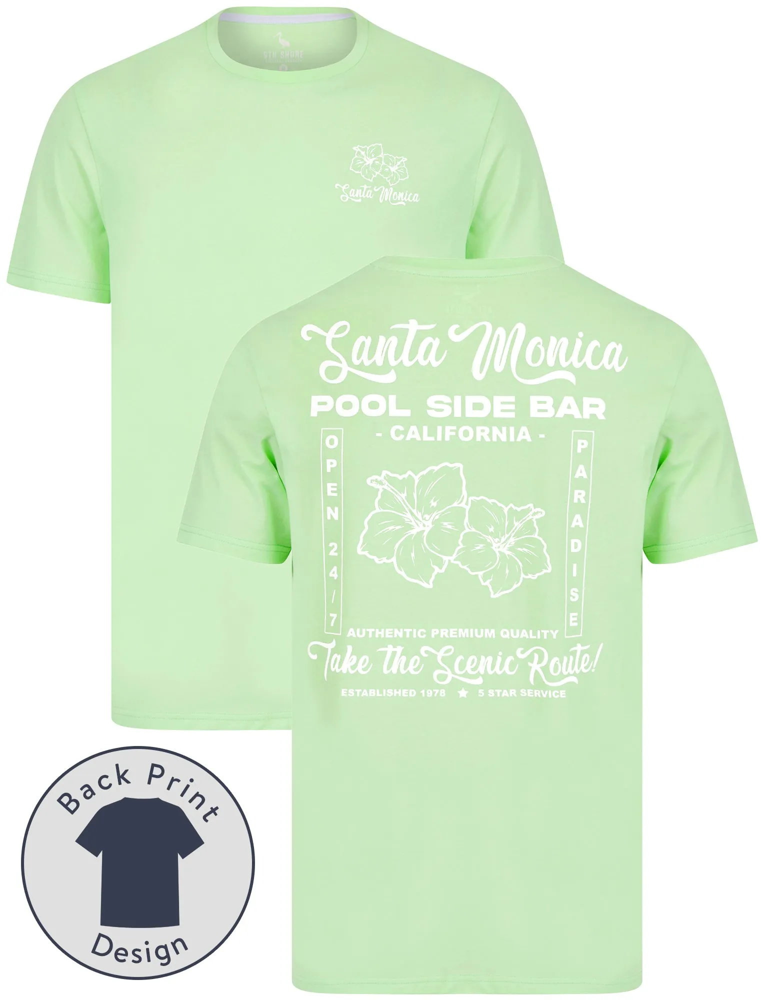 Pool Bar Motif Cotton Jersey T-Shirt in Patina Green - South Shore sold by Tokyo Laundry