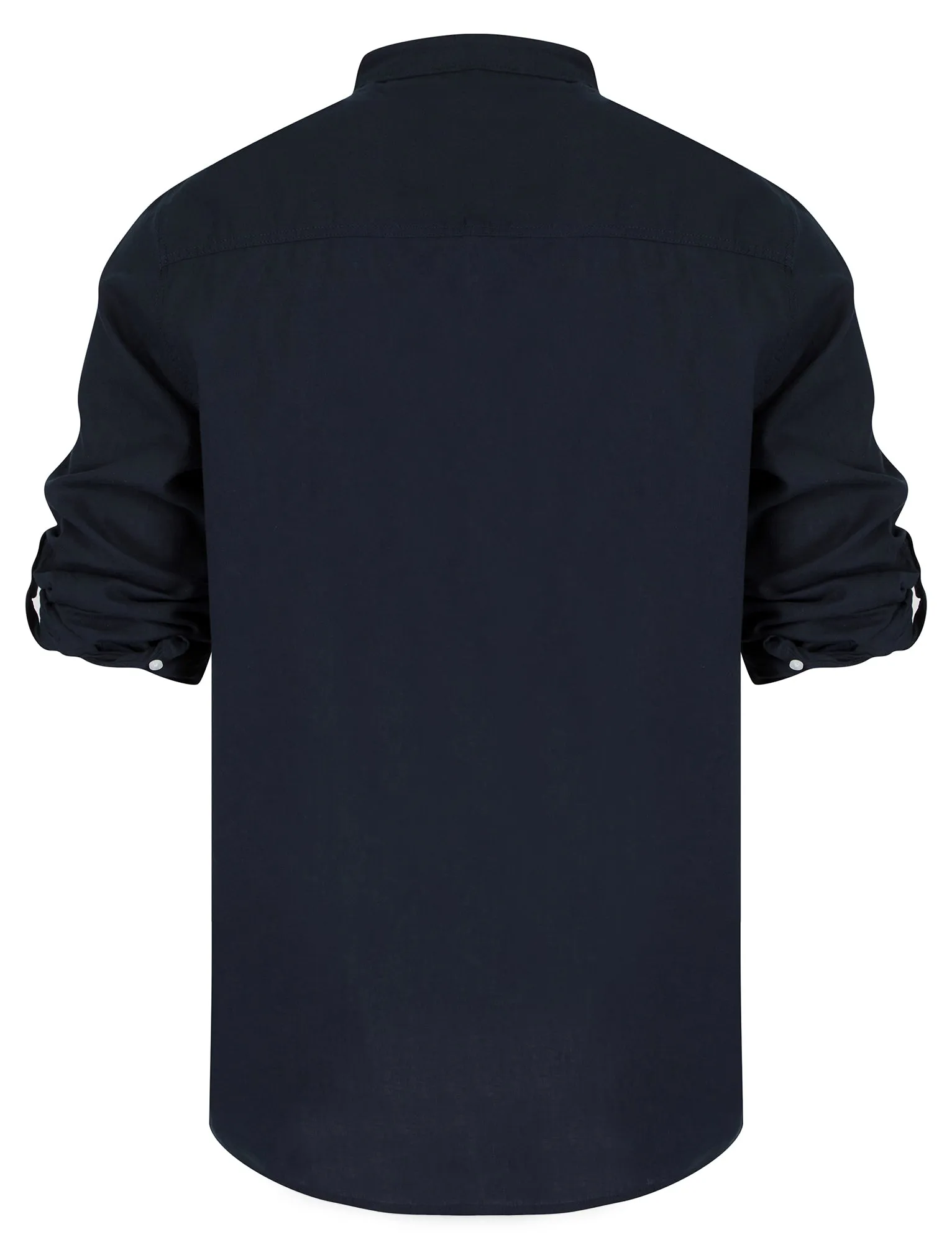 Gosier Grandad Collar Long Sleeve Cotton Linen Shirt in Sky Captain Navy - Tokyo Laundry sold by Tokyo Laundry product image thumbnail 2