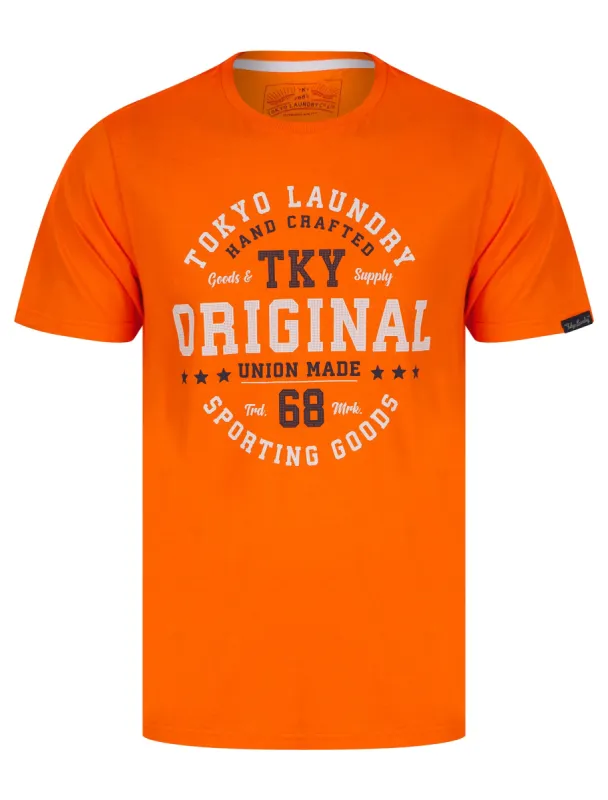 Empire Motif Cotton Jersey T-Shirt in Golden Poppy Orange - Tokyo Laundry sold by Tokyo Laundry