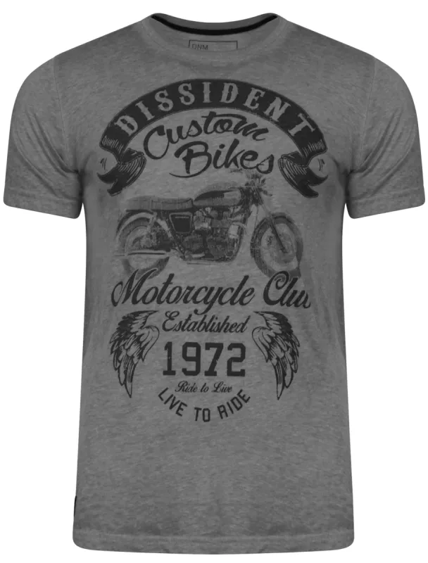 Disburn Motif Burnout T-Shirt in Asphalt - Dissident sold by Tokyo Laundry