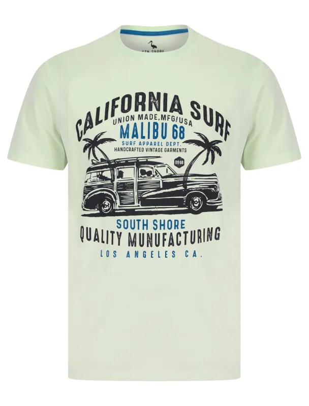 Armagh Motif Cotton Jersey T-Shirt in Hint Of Mint - South Shore sold by Tokyo Laundry