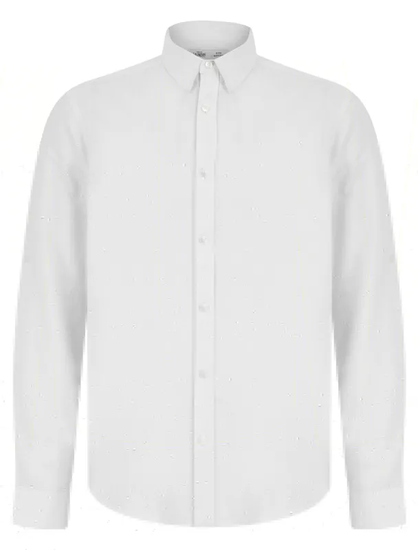 Helios Classic Collar Long Sleeve Cotton Linen Shirt in Bright White - Tokyo Laundry sold by Tokyo Laundry