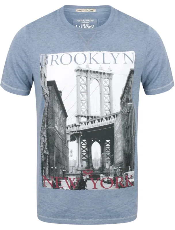 Port Hewlett Motif Burnout T-Shirt In Vintage Indigo - Tokyo Laundry sold by Tokyo Laundry
