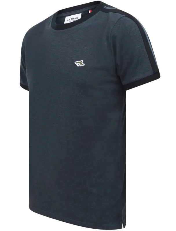 Drayton Cotton Pique T-Shirt with Racer Stripe Sleeves In Vintage Indigo - Le Shark sold by Tokyo Laundry