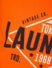 Elite Vintage Cracked Print Motif Cotton Jersey T-Shirt in Golden Poppy Orange - Tokyo Laundry sold by Tokyo Laundry