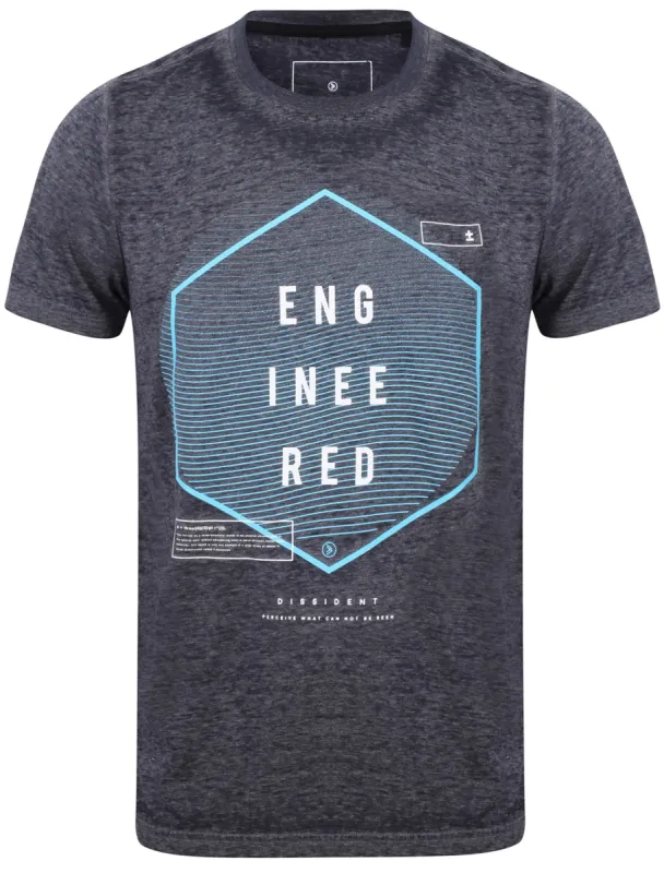 Engineered Motif Burnout T-Shirt In Navy - Dissident sold by Tokyo Laundry