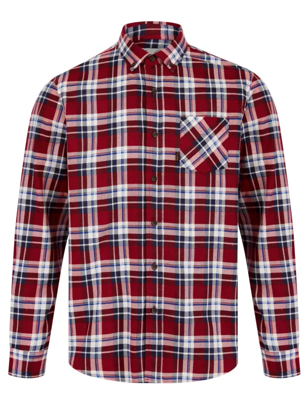 Apak Checked Cotton Flannel Shirt in Biking Red - Tokyo Laundry sold by Tokyo Laundry