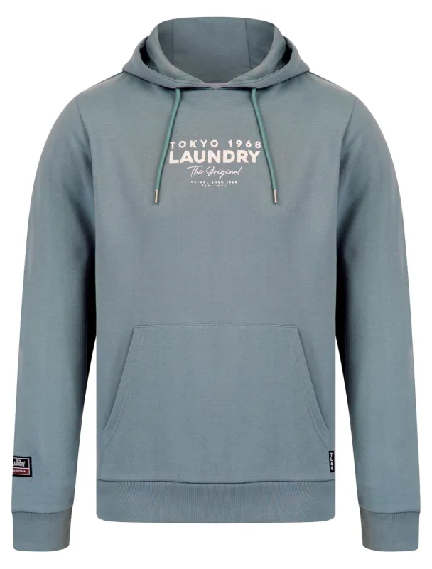 Kole Motif Brushback Fleece Pullover Hoodie with Back Print in Cool Grey - Tokyo Laundry sold by Tokyo Laundry