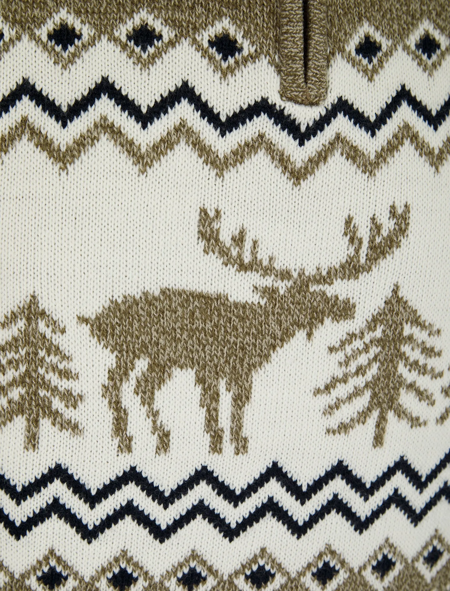 Men's Hindley Nordic Fair Isle Jacquard Knit Christmas Jumper with Quarter Zip Funnel Neck in Truffle Twist - Merry Christmas sold by Tokyo Laundry product image thumbnail 3