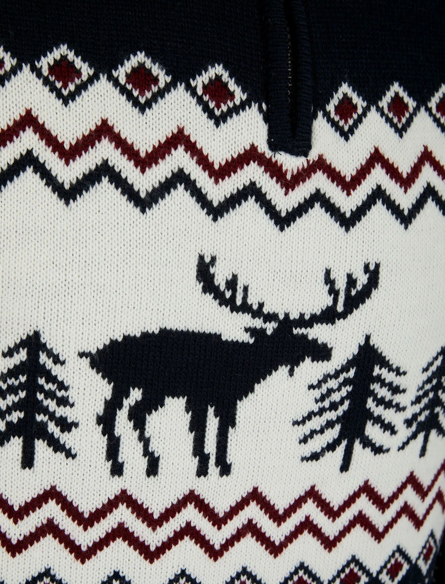 Men's Hindley Nordic Fair Isle Jacquard Knit Christmas Jumper with Quarter Zip Funnel Neck in Ink - Merry Christmas sold by Tokyo Laundry product image thumbnail 3