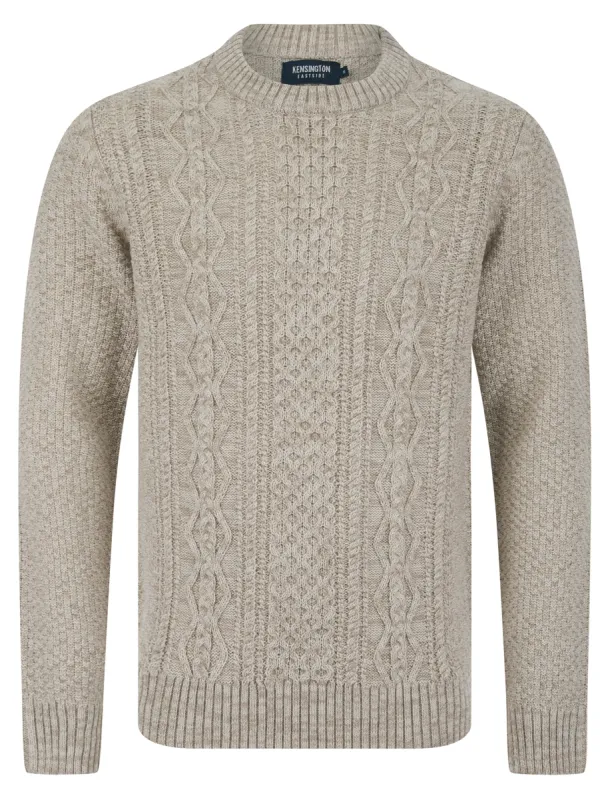 Goldstein Wool Blend Chunky Cable Knitted Jumper in Natural Twist - Kensington Eastside sold by Tokyo Laundry