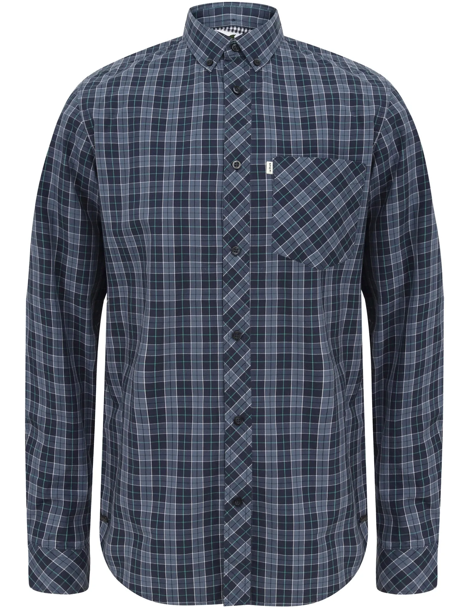 Mellor Checked Cotton Shirt with Chest Pocket In Vintage Indigo - Le Shark sold by Tokyo Laundry