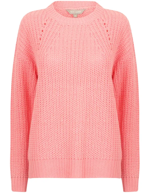 Zember Fisherman Knit Pointelle Jumper in Candy Pink - Tokyo Laundry sold by Tokyo Laundry
