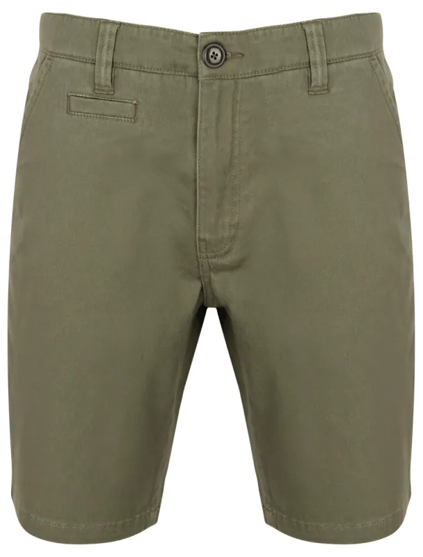 Scotch Cotton Twill Chino Shorts with Stretch In Dusty Olive - South Shore sold by Tokyo Laundry