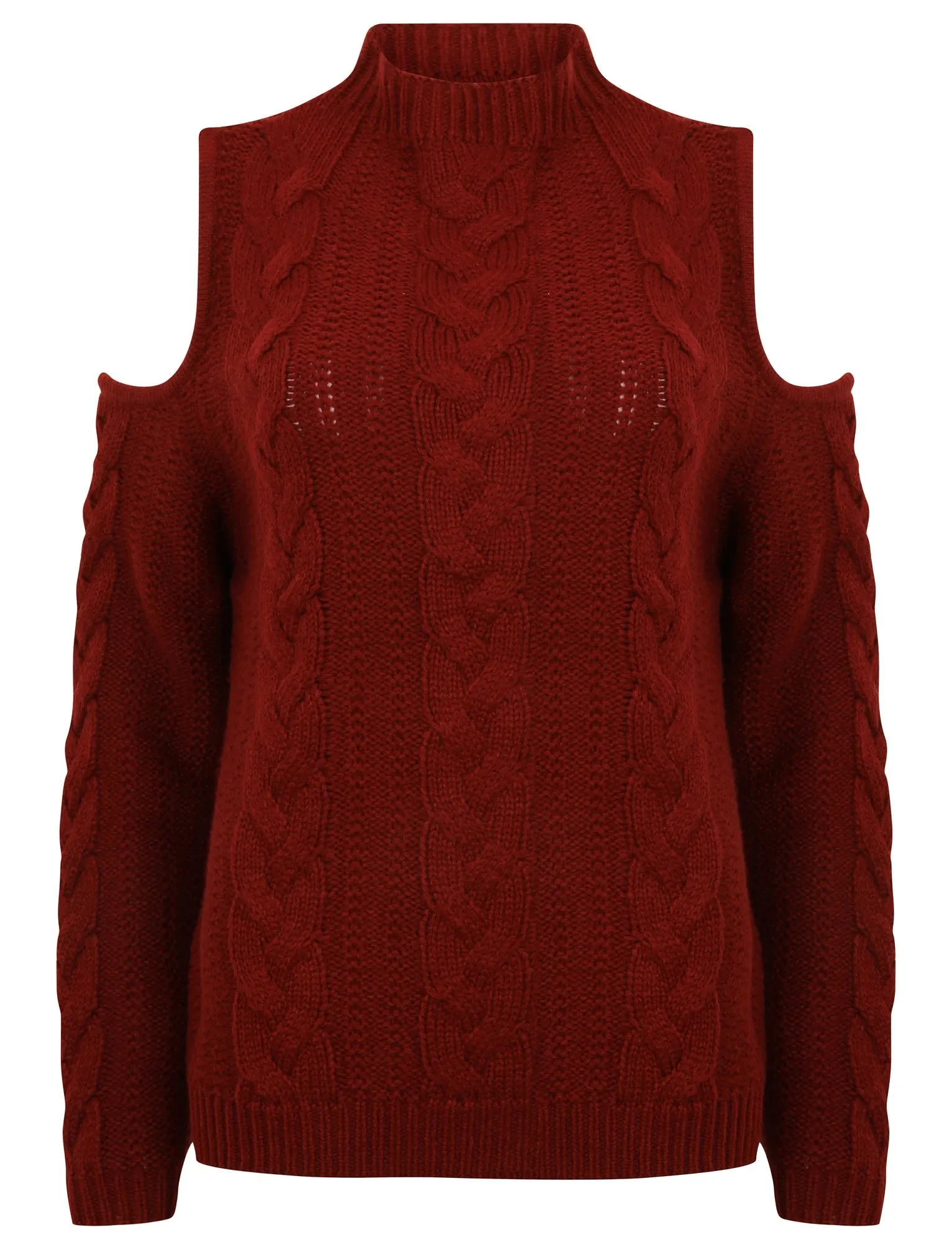 Serenity Turtle Neck Jumper with Cold Shoulder in Dark Ruby - Tokyo Laundry sold by Tokyo Laundry product image thumbnail 5